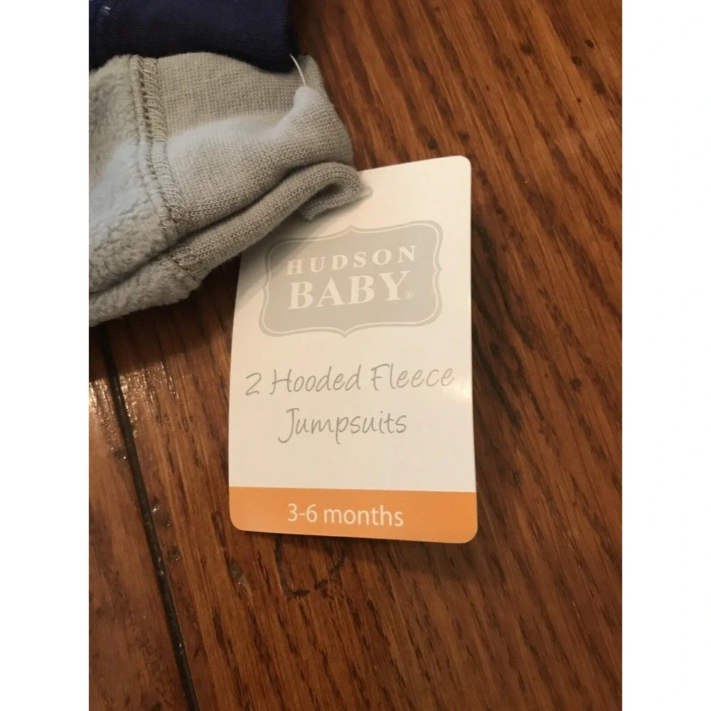 3-6 Months Hudson Baby 2 Hooded Fleece Jumpsuits New
